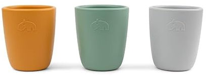 Done by Deer Lot de 3 mini gobelets en silicone pour enfants et bébés - Gobelets d'apprentissage 160 ml avec poignée sûre - Résistant à la chaleur - Sans BPA et 100 % silicone de qualité alimentaire