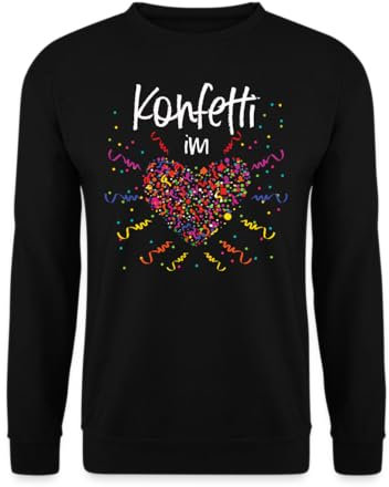 Unibly Konfetti im Herzen - Karneval Fasching Kostüm Outfit Pullover, Schwarz, 3XL