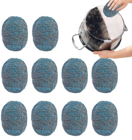 RYMAUP 10 PC-Pad mit Seife Stahlwolle Scheuerschwämme Stahlwolle Seifenpads Reinigungsseife Pads Haushaltsreinigungsschwämme für Geschirr, Töpfe, Pfannen
