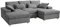 Home Detail Fabric U-Shape Sofa Small or Large U-Shape Couch in Upholstered Jumbo Cord, 5 Seater Fabric Sofas with Optional Footstool (Dark Grey Jumbo Cord, Small U-Shape)