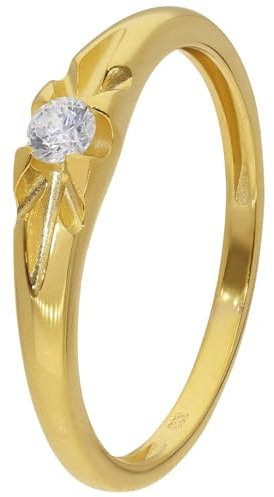 GLIZZ Gold-Ring für Damen und Herren Gold 333/8K mit Zirkonia traumhaftes Schmuckstück für Frauen, zauberhaftes Accessoire GL8734 Ringgröße 60/19,1