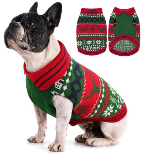 KONVINIT Hundepullover Mittelgroße Hunde Warme Weihnachtspullover Hund m | Bequemer Hundepullover Weihnachten für French Bulldog,Bequemer Hundepullover Weihnachten für French Bulldog,