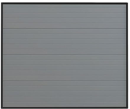 Vente-unique-Puerta de garaje seccional efecto ranurado gris motorizada - NORIA
