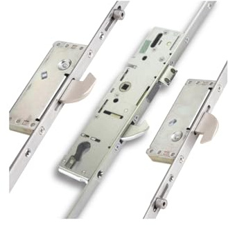 3 Hook 2 Roller Invincible Cylinder Multi Point Door Lock – High Security uPVC & Composite Door Locking System – Smooth Operation & Durable Design (Stainless Steel 430, Option 1 - Round end)
