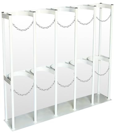 Floor Mount Cylinder Tank Fixed Bracket for Storage 8/10L Cylinder, Fire Extinguisher Fixing Nitrogen/Argon Tanks, Small Cabinet with Adjustable Protective Chain(White,42.1inch/1