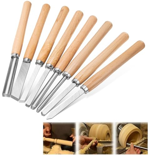 OJTOJT Kit Sgorbie Per Legno, 8 Pezzi Scalpelli Per Tornio, Kit Per Intaglio Fai Da Te Per Principianti E Scultori