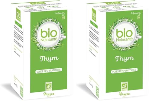 Vitavea BioNutrisanté - Infusion Thym BIO 100% Naturelle - Apaise la Gorge, Dégage les Voies Respiratoires, Défenses Naturelles - 20 sachets - Vitavea (Lot de 2)