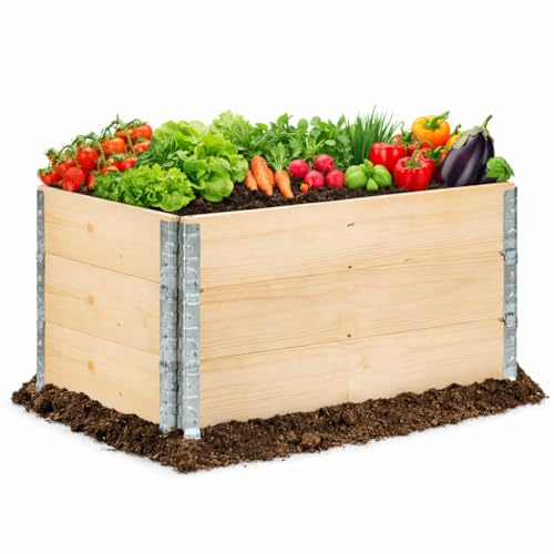 ENTIGO Hochbeet Palettenrahmen 120x80x20 cm, 3-teilig – Holz Aufsatzrahmen für Europaletten, Beeteinfassung, faltbar, stapelbar, steckbar – Made in EU