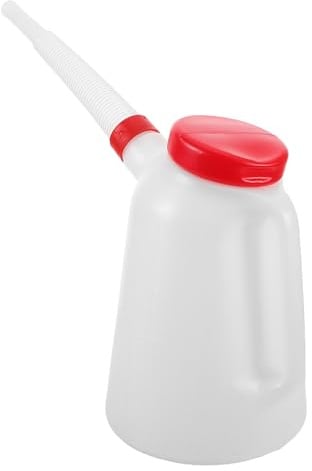 GALPADA Bidon à Huile Plastique 5l avec Bec Long Gradué Rouge, Récipient Doseur D'huile pour Voiture, Moto et Bateau, Pichet Injecteur Huile Moteur Pratique et Léger pour Réutilisable