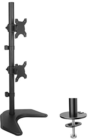 Techly 027552 Supporto da Scrivania 2 Monitor 13-27 Fissaggio con Base o Vite Passante Nero
