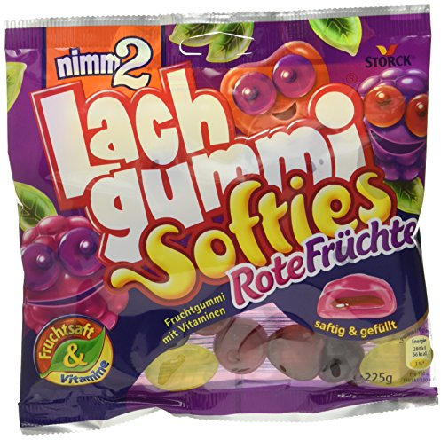 nimm2 Lachgummi Softies Rote Früchte (15 x 225g) / Gefüllte Fruchtgummis mit Vitaminen