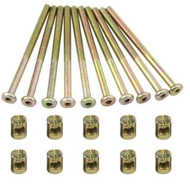 TOVOT 10 Set M6 x 90MM Furniture Screws with Bolts Bed Bolts Hex-Socket Screws for Furniture Crib