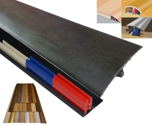 Black Travertine Laminate Door Threshold Adjustable Height/Pivots 50mm x 90cm Easyclip