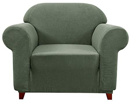 subrtex kariert Sofabezug Sofahusse Sesselbezug Stretchhusse Sofaüberwurf Couchhusse Spannbezug(1 Sitzer,Olivgrün)