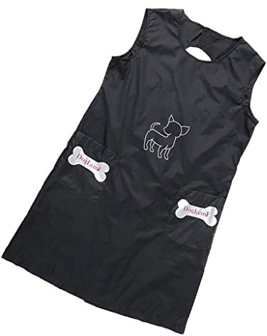 LOVIVER Wasserbeständige ärmellose Haustierpflege Schutzblech Kleid Hundefriseur Chasuble mit Tasche, L