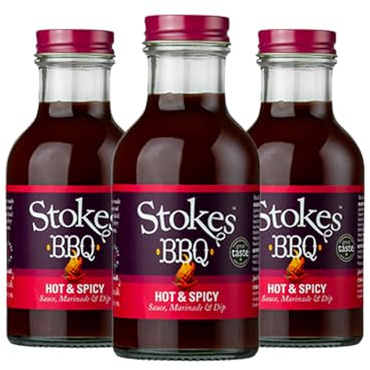 Stokes | Hot & Spicy BBQ Sauce | 3 x 315g | Turn up the heat with Stokes Hot & Spicy BBQ Sauce, a rich and smoky blend of tomato, molasses, honey, and red chillies.
