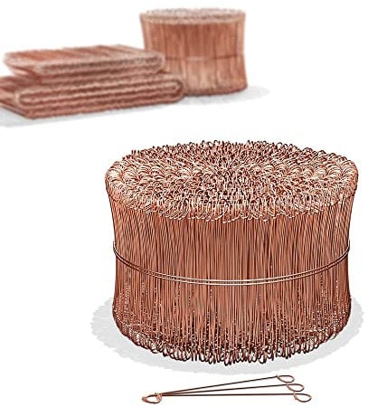 Heimfleiss® Rödeldraht Betonbindedraht 1,0 x 100-160 mm (1000 Stk.) - verkupferter Bindedraht in 250, 500 & 1000er Bündel - Ösendraht Drilldraht für Drillapparat & Rödelzange - Drahtsackverschlüsse