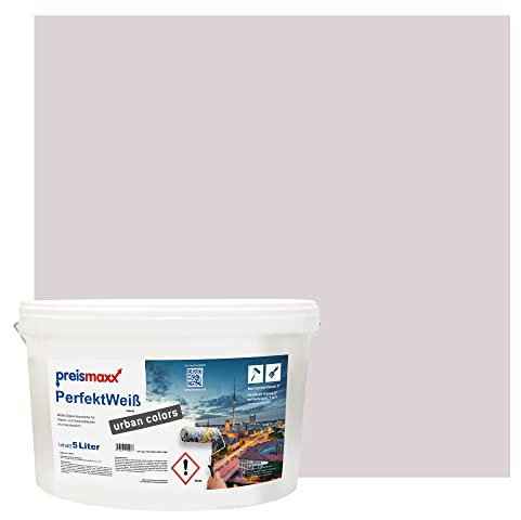 Preismaxx Perfektweiß urban colors, bunte Wandfarbe, lila, helles mauve, light mauve 5L, Innenfarbe, hohe Deckkraft Klasse 2, matt