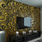 YangYun Home Decoration Modern 3D Abstract Curve Wave Non-Pasted Flocking Striped Wallpaper Roll for Living Room Bedroom Black&Gold Color 2.3'W x 27.56'L