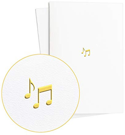 2er Set Gutscheinkarten, Geschenkgutschein Musik mit goldgeprägten Noten auf hochwertig strukturiertem Papier|Grußkarte, Glückwunschkarte für viele Anlässe, E34