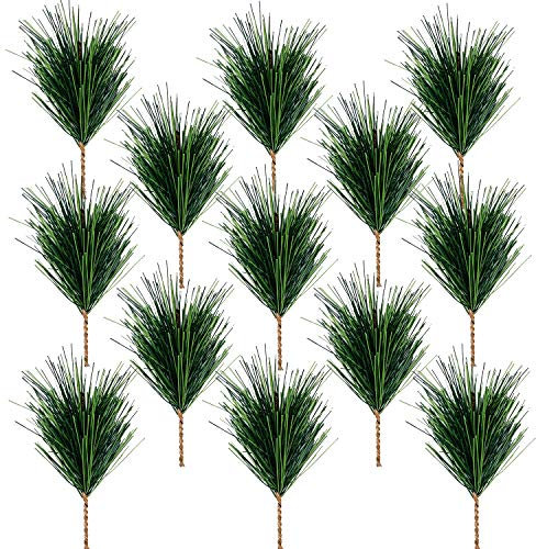 Alpurple 30 PCS Artificial Green Pine Needles Branches - Small Twigs Stems Picks - Fake Greenery for Christmas Garland Wreath Embellishing and Home Holiday Garden Decoration