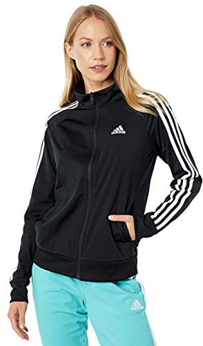 adidas Women's Essentials Warm-up Slim 3-Stripes Track Top Jacket, Black, 2X