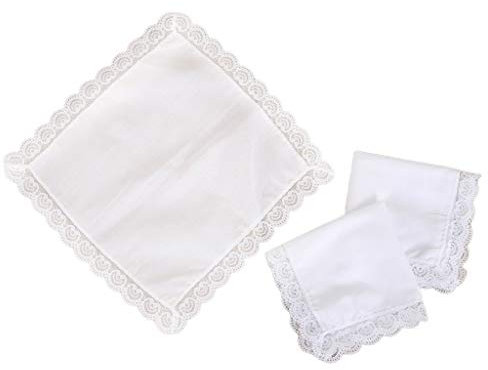 GUMEI 25x25cm Frauen Plain White Square Taschentücher Häkeln Pfirsich Herz Scalloped Lace Trim Braut Hochzeit DIY Baumwolle Serviette Taschentücher