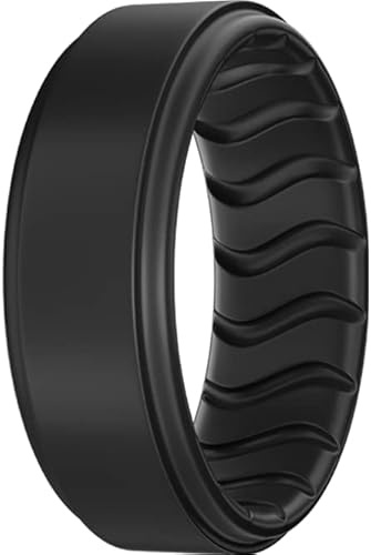 Dookeh Silikon Ehering Herren, Atmungsaktiver Gummiring für Sport & Arbeit, Schwarz Ring als Ersatz-Ehering 1/4/7/8 Stück