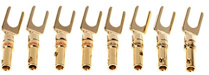 Buwei 8 Pezzi in Ottone Placcato Oro Y Spade Spine per Altoparlanti Adattatore per connettore a Forcella a Vite Audio