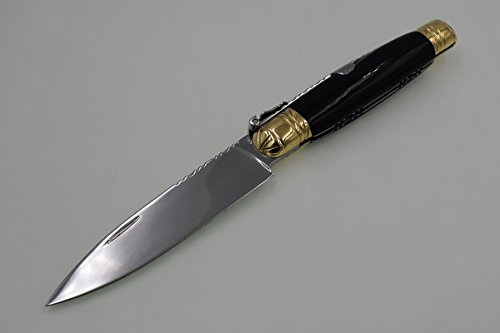 Navaja Clásica Recta artesanal de Albacete de José Antonio Herreros con hoja de acero 440c de 8,8 cm y empuñadura de búfalo. Caza, pesca, supervivencia, artesana Albaceteña