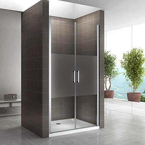 Porte de douche 80x180 cm verre sérigraphié - ajustable de 80 à 83 cm