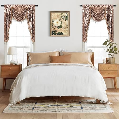 NAPEARL Jabot Vorhänge und Swags-Luxus Fenster Volants für Wohnzimmer, Brown Waterfall für Fenster (1 Panel, 39-Zoll Breit)