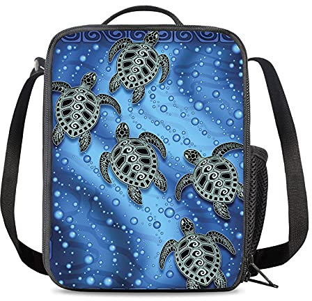 NETILGEN Sacchetti Pranzo Al Sacco Per Bambini Per Ragazzi E Ragazze Bambini Adolescenti Contenitore Per Il Pranzo Isolato Per Tartarughe Marine Indigene Contenitore Per Picnic Con Tasca Piccola
