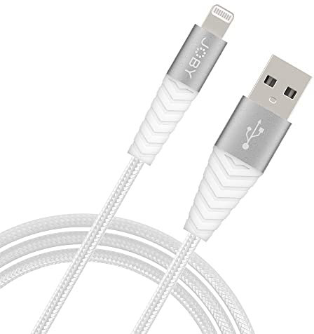JOBY USB Lightning Kabel, Lade- und Synchronisationskabel, 1.2m Länge, Weiß, Kompatibel mit iPhone, iPad und iPod, MFi-Zertifiziert, USB-A zu Lightning Kabel