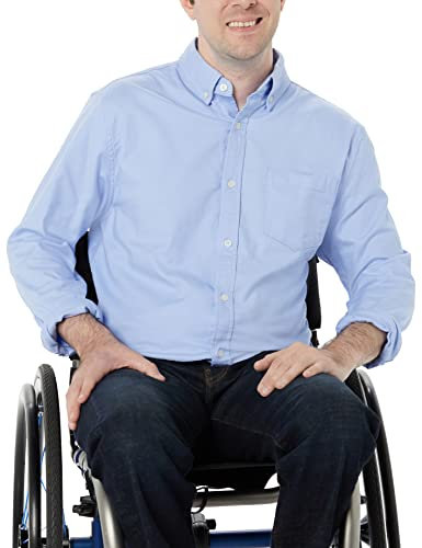 Amazon Essentials Men's Regular-Fit Long-Sleeved Stretch Oxford Shirt with Pocket (Available in Big & Tall), Powder Blue, L