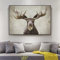 Creative Art Moderner Leinwanddruck Tier Elch Hirsch Wandbild Retro Giclée-Druck auf Leinwand Wohnzimmer Dekoration Kunst 50x75cm Rahmenlos