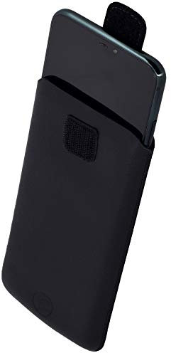 Favory Tasche Etui kompatibel mit ULEWAY Seniorenhandy M2302 Hülle aus echtes Leder Schutzhülle (Lasche mit Rückzugfunktion) in schwarz