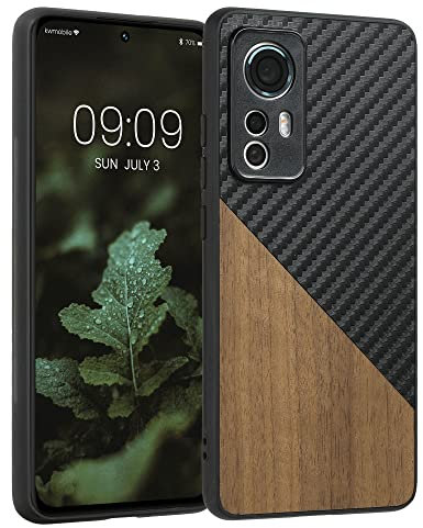 kwmobile Hülle kompatibel mit Xiaomi 12 / 12X - Handyhülle - Handy Schutzhülle - Smartphone Cover - Dunkelbraun Schwarz Schwarz