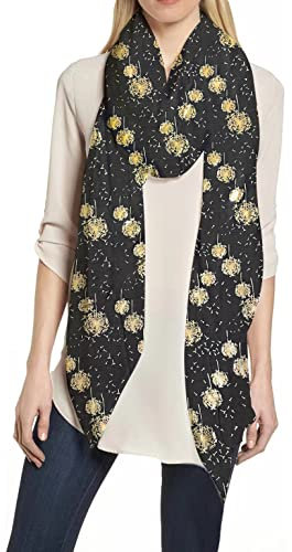 Lina & Lily Damen Schal mit Löwenzahn-Muster Metallic (Schwarz-Gold)