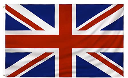 Flagge des Vereinigten Königreichs, 90 x 150 cm, Union Jack-Flagge, Polyester-Flagge, für den Innen- und Außenbereich, Segeltuchkopf und doppelt genäht mit zwei Messingösen