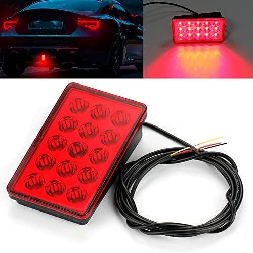 PNNNU 15 Leds Style F1 Troisième Feu Arrière Stroboscopique Clignotant De Frein Arrière Feux De Voiture Signal De Frein,Rouge 1