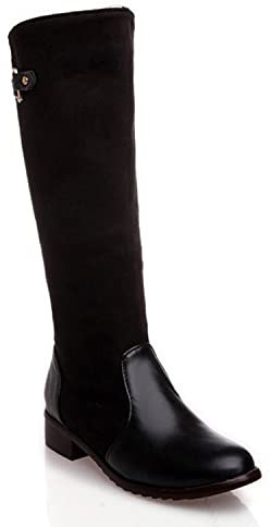 bbruriy Damen Wildleder Nähen Oberschenkel hohe Stiefel Sexy Chunky Low Heel Side Zipper Knee High Stiefel Mit Gürtel Riemen Herbst Winter Tall Riding Stiefel,Schwarz,47