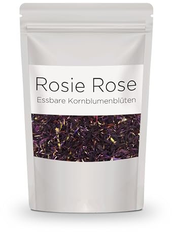 Rosie Rose essbare lila Kornblumenblüten, 20g getrocknete Kornblumen Deko als Tortendeko, natürlich & geschmacksneutral, zum Kochen, für Tee, Cupcakes, Salate und Torten-Dekoration