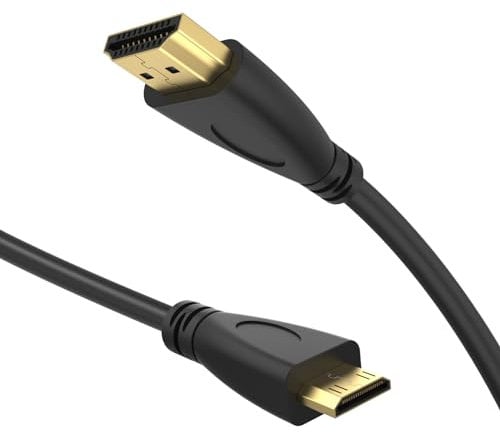 Mini HDMI to HDMI Cable, High-Speed HDMI Adapter Camera to TV Monitor HDMI Cord Compatible with Canon Camera, Camcorder, Tablet, Projector, and More (3.3FT)