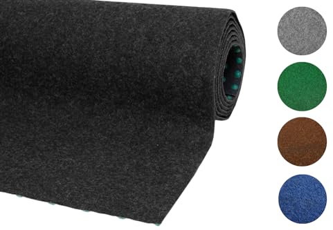 Misento Kunstrasen Outdoor Teppich - wetterfester Rasenteppich für Balkon, Terrasse & Garten - leicht zu verlegen - 400 x 300 cm, Anthrazit