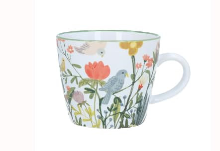 Gisela Graham Ceramic Mug - Birds and Wild Flowers Design