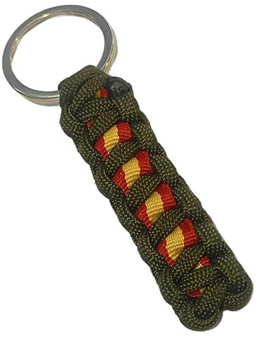 MIBANDERA Llavero Bandera de España para Hombre y Mujer - Coche y Moto (Cuerda Verde Caza)