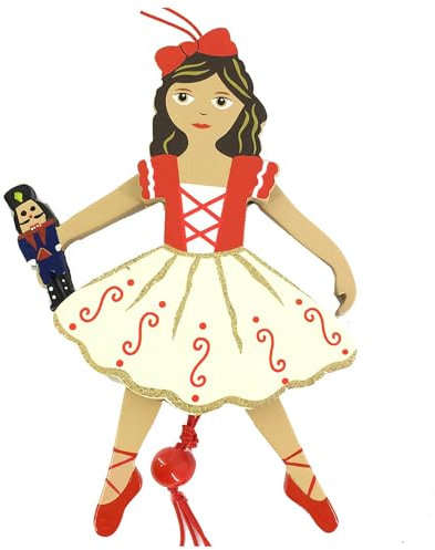 Nutcracker Ballet Gifts African American Clara Nutcracker Doll Pull String Puppet Ornament, Christmas Tree Holiday Decorations, Home Decor, 6-inch