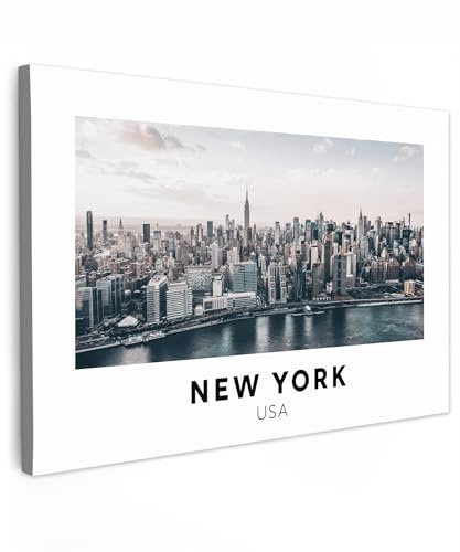 MuchoWow© Leinwand Groß XXL Deko Schlafzimmer Aesthetic Leinwandbilder | 120x80 cm - Wohnzimmer Gemälde Foto Geschenk Living Room Decoration Amerika - New York - Skyline - USA