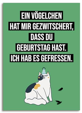 Nastami Geburtstagskarte Katzen VÖGELCHEN Geschenk Freundin Geburtstag Katze